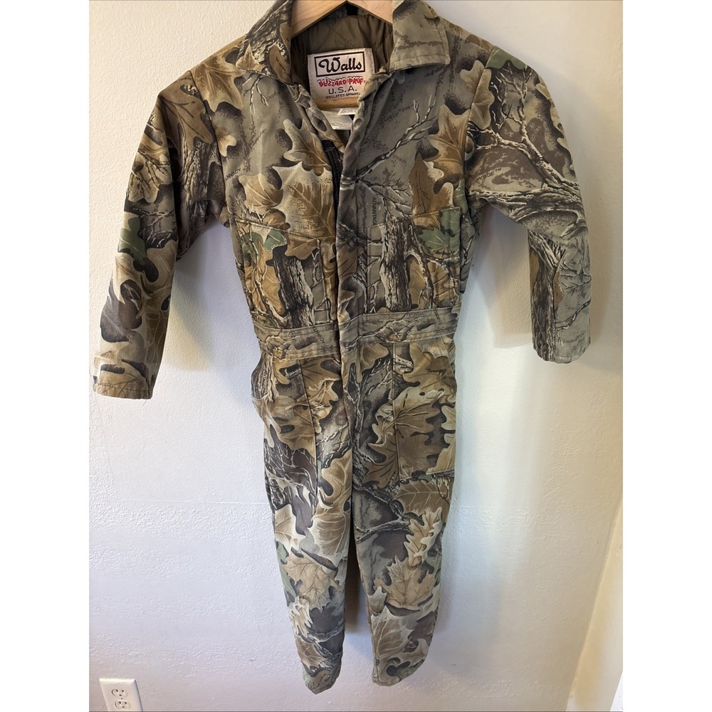 Vintage Walls Blizzard Pruf Coveralls Boys 8 Realtree Camo Quilted Insulated USA - Picture 2 of 16
